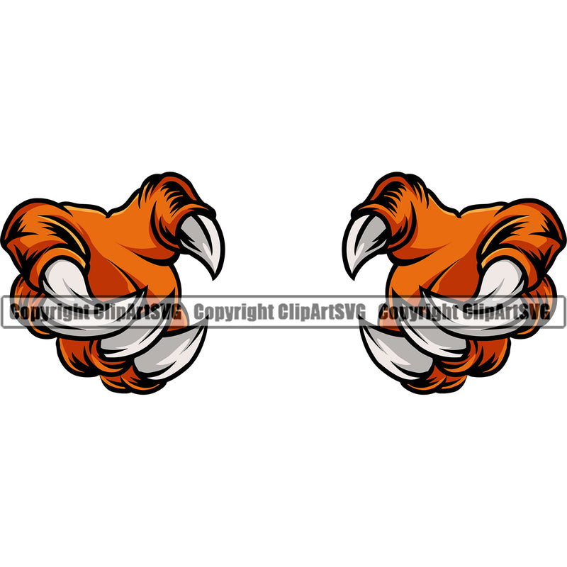 Animal Claw Design Element Object Holding Sharp Nails Scratch Paws Scratches Tiger Cheetah Leopard Jaguar Hand Sports Mascots Team School Mascot Cartoon Character Game Fantasy E-Sport Emblem Badge Company Art Symbol Business Logo Clipart SVG