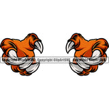 Animal Claw Design Element Object Holding Sharp Nails Scratch Paws Scratches Tiger Cheetah Leopard Jaguar Hand Sports Mascots Team School Mascot Cartoon Character Game Fantasy E-Sport Emblem Badge Company Art Symbol Business Logo Clipart SVG