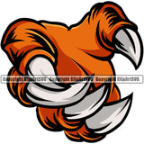 Animal Claw Design Element Color Holding Objects Sharp Nails Scratching Paw Scratch Scratches Tiger Panther Leopard Jaguar Sports Mascots School Mascot Cartoon Game Fantasy E-Sport Emblem Badge Company Art Symbol Business Logo