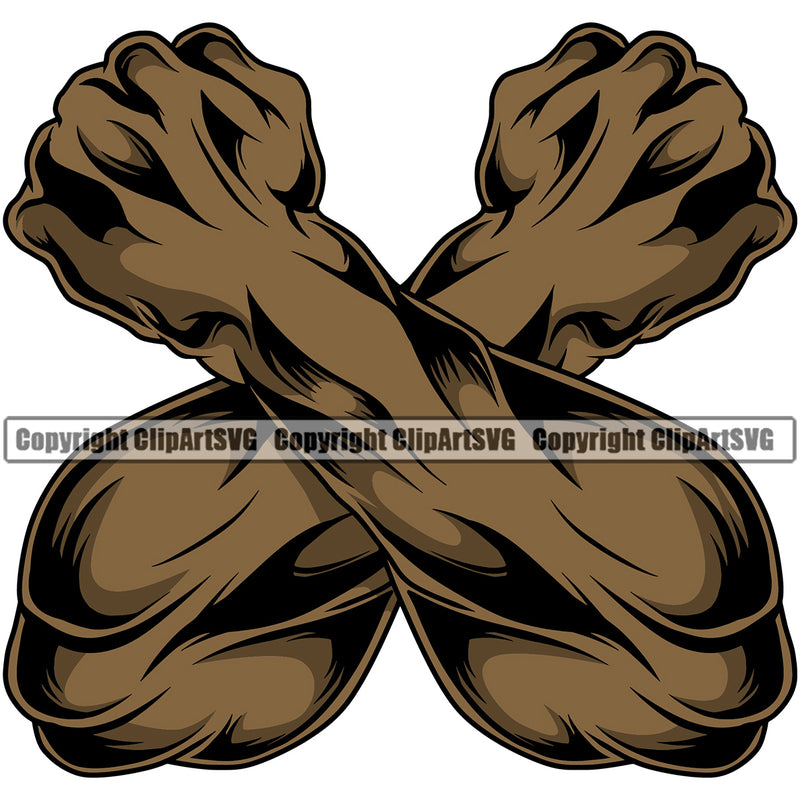 Hand Crossed Black African American Design Element Fist Finger Gesture Position Hold Holding Grab Grabbing Object Cartoon Character Mascot Creation Create Art Artwork Creator Business Company Logo Clipart SVG