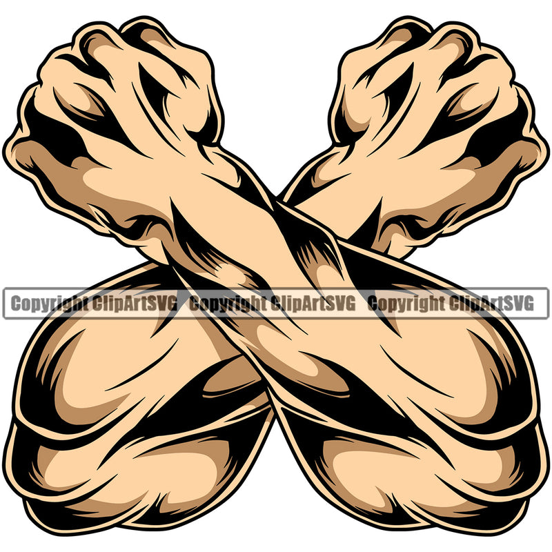 Hand Crossed White Caucasian Design Element Fist Finger Gesture Position Hold Holding Grab Grabbing Object Cartoon Character Mascot Creation Create Art Artwork Creator Business Company Logo Clipart SVG