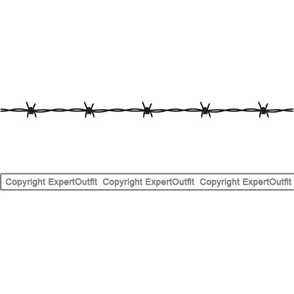 Barbed Barb Wire Border Outline Background Black Line Straight Design Element Danger Boundary Line Barrier Guard Military Protect Protection Art Metal Fence Security Wire Iron Prison Protection Steel Design Logo Clipart SVG