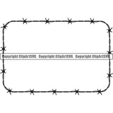 Barbed Barb Wire Black Rectangle Border Outline Background Design Element Protection Steel Danger Boundary Line Barrier Guard Military Protect Protection Art Design Logo Metal Fence Security Wire Iron Prison Clipart SVG