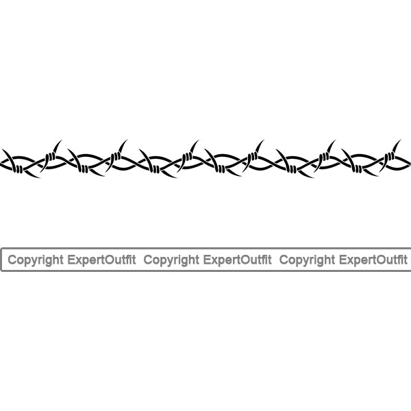Barbed Barb Wire Double Line Straight Border Outline Background Design Element Metal Fence Security Wire Iron Prison Protection Steel Danger Boundary Line Barrier Guard Military Protect Protection Art Design Logo Clipart SVG