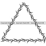 Barbed Barb Wire Double Triangle Border Outline Background Design Element Metal Fence Security Wire Iron Prison Protection Steel Danger Boundary Line Barrier Guard Military Protect Protection Art Design Logo Clipart SVG