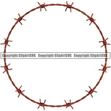 Barbed Barb Wire Gold Real Circle Border Outline Background Design Element Metal Fence Security Wire Iron Prison Protection Steel Danger Boundary Line Barrier Guard Military Protect Protection Art Design Logo Clipart SVG