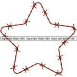 Barbed Barb Wire Real Gold Star Border Outline Background Design Element Metal Fence Security Wire Iron Prison Protection Steel Danger Boundary Line Barrier Guard Military Protect Protection Art Design Logo Clipart SVG