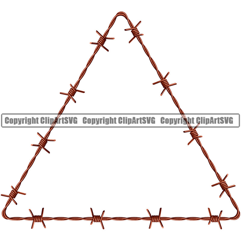 Barbed Barb Wire Gold Real Triangle Border Design Element Metal Fence Security Wire Iron Prison Protection Steel Danger Boundary Line Barrier Guard Military Outline Background Protect Protection Art Design Logo Clipart SVG