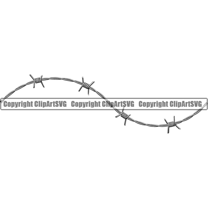 Barbed Barb Wire Real Line Wavy Border Outline Background Design Element Fence Security Wire Iron Prison Protection Steel Danger Boundary Barrier Guard Military Protect Protection Art Design Logo Clipart SVG