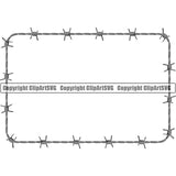 Barbed Barb Wire Real Rectangle Border Outline Background Design Element Protection Steel Danger Boundary Line Barrier Guard Military Protect Metal Fence Security Wire Iron Prison Protection Art Design Logo Clipart SVG