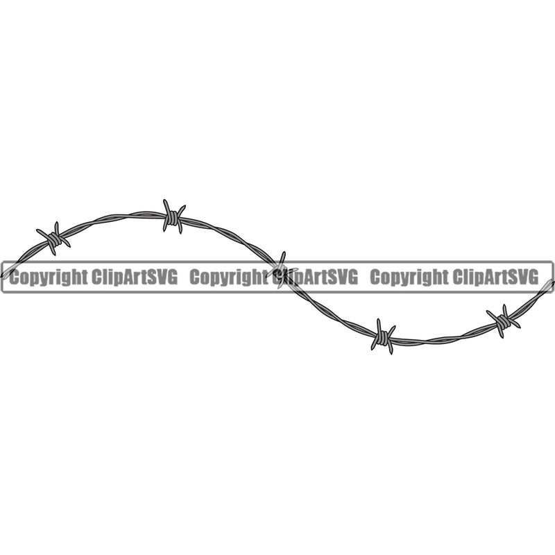Barbed Barb Wire Silver Line Wavy Border Outline Background Design Element Metal Fence Security Guard Military Protect Protection Art Design Wire Iron Prison Protection Steel Danger Boundary Line Barrier Logo Clipart SVG