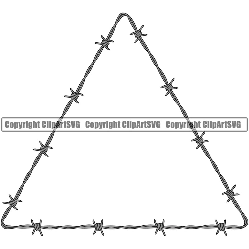 Barbed Barb Wire Silver Triangle Border Outline Background Design Element Metal Fence Security Wire Iron Prison Protection Steel Danger Boundary Barrier Guard Military Protect Protection Art Logo Clipart SVG
