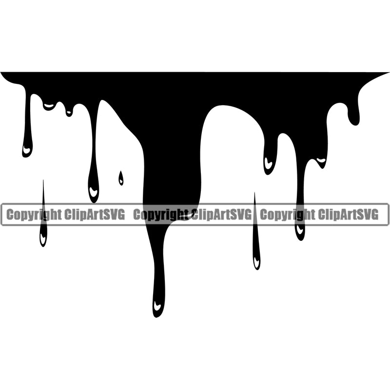 Blood Drip Black Color Design Element Spilling Drip Dripping Melt Melting Black Silhouette Drop Dropping Liquid Splash Splashing Clipart SVG