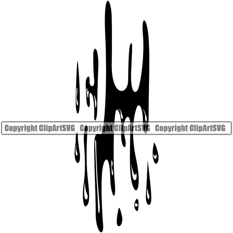 Blood Drip Black Color Design Element Spill Spilling Drip Dripping Melt Melting Black Silhouette Drop Dropping  Bloody Horror Scary Vector Clipart SVG