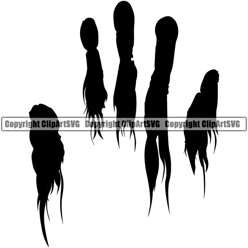 Blood Handprint Black Color Design Element Spill Spilling Drip Dripping Black Silhouette Melt Melting Dropping Splatter  Horror Scary Liquid Splash Splashing Clipart SVG