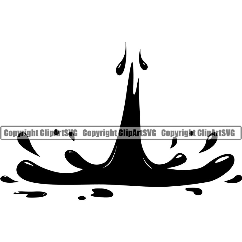 Blood Splash Black Color Design Element Splashing Black Silhouette Splatter Spill Spilling Drip Dripping Melt Melting Clipart SVG