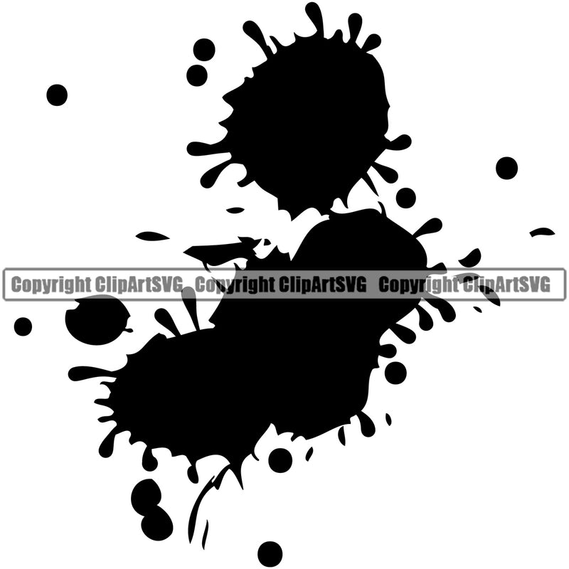 Blood Splatter Black Color Design Splatter Spill Spilling Splash Splashing Black Silhouette Element Bloody Horror Scary Vector Clipart SVG