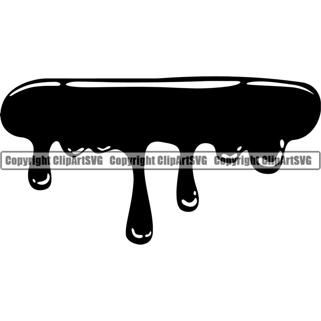 Black Blood Drip Design Element Dripping Melt Black Silhouette Melting Drop Dropping Bloody Horror Scary Wet Liquid Black Color Vector Clipart SVG