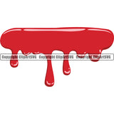 Blood Drip Dripping Melt Melting Drop Dropping Design Element Horror Scary Wet Liquid Splash Splashing Red Color Clipart SVG