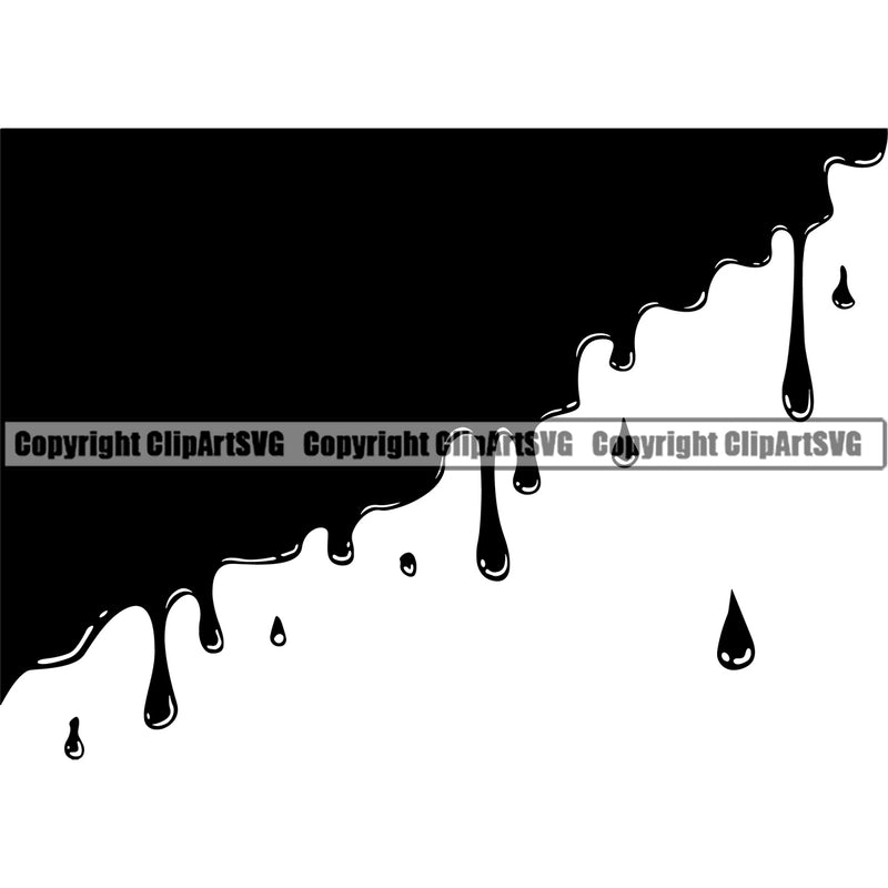 Blood Drip Dripping Melt Melting Drop Dropping Black Silhouette Spill Spilling Bloody Horror Scary Wet Liquid Black Color Design Element Clipart SVG