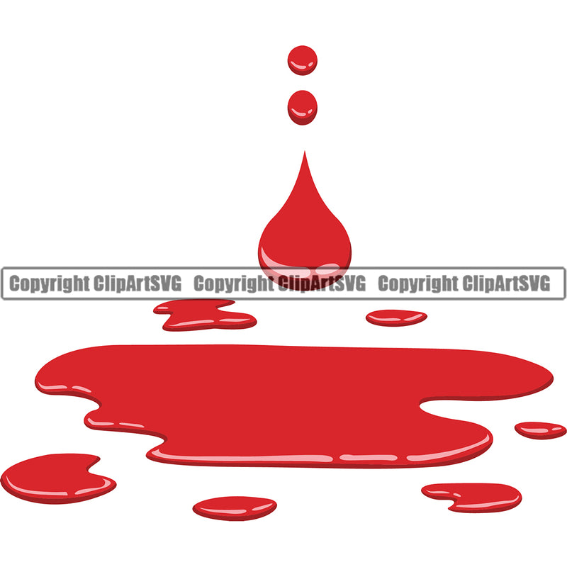 Blood Drip Red Color Design Element Dripping Melt Melting Drop Dropping Bloody Horror Scary Wet Liquid Splash Splashing Vector Clipart SVG