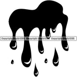 Black Blood Drip Dripping Melt Melting Drop Dropping Black Silhouette Wet Liquid Splash Splashing Black Color Design Element Clipart SVG