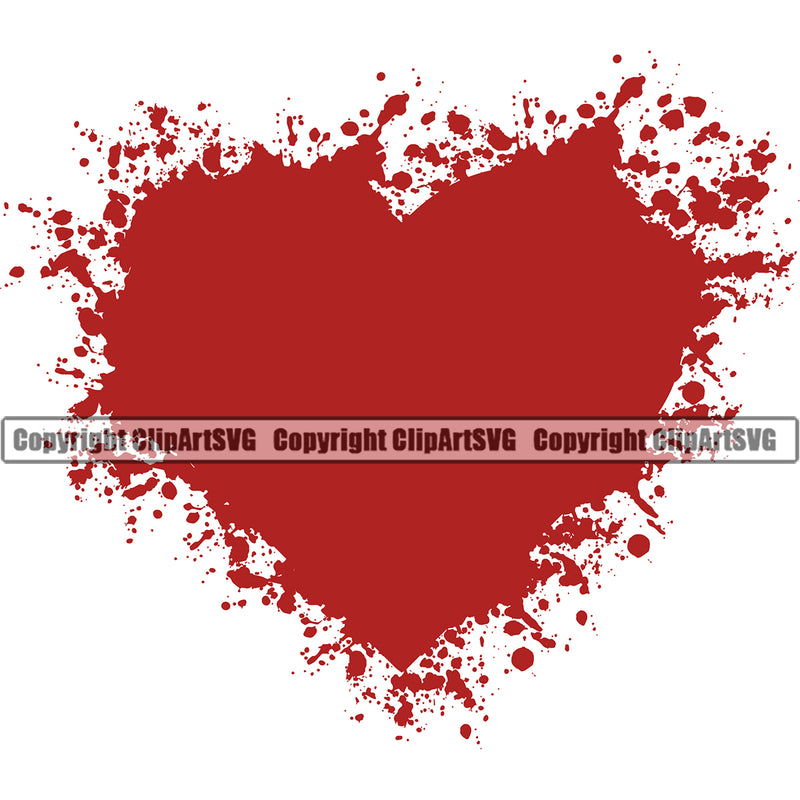 Blood Heart Splatter Design Element Red Color Splatter Spill Spilling Splash Splashing Vector Clipart SVG