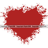 Blood Heart Splatter Design Element Red Color Splatter Spill Spilling Splash Splashing Vector Clipart SVG