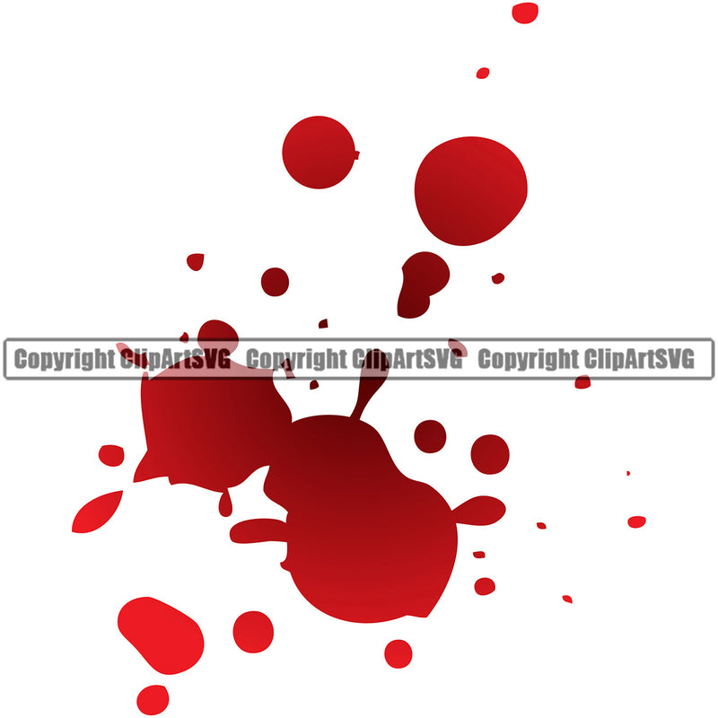 Blood Splatter Design Red Color Drip Dripping Melt Melting Drop Dropping Bloody Horror Scary Wet Liquid Splash Splashing Clipart SVG
