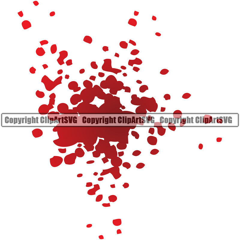 Blood Splatter Design Red Color Element Bloody Horror Scary Wet Liquid Splash Splashing Drop Dropping Clipart SVG