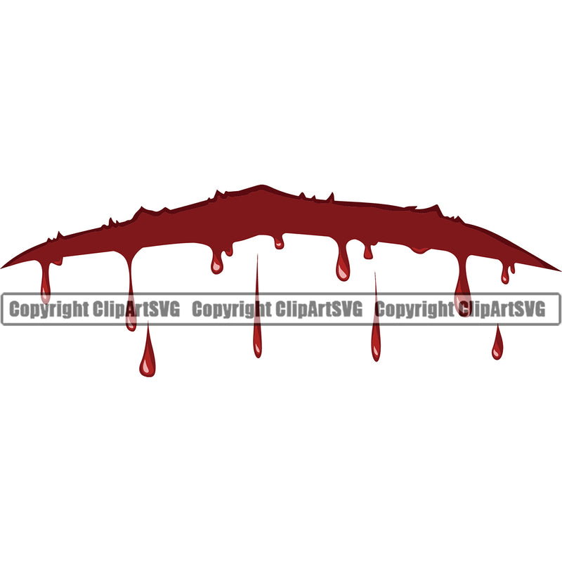 Blood Cut Slice Design Element Red Color Drip Dripping Melt Melting Drop Dropping Horror Scary Wet Liquid Splash Splashing Clipart SVG