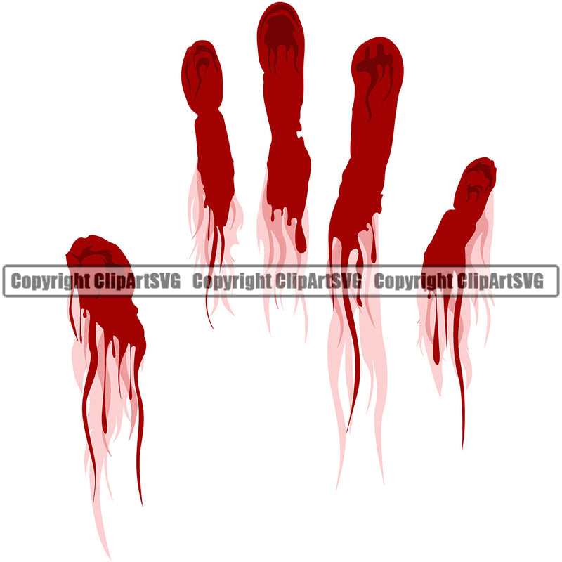 Blood Handprint Design Red Color Splatter Spill Spilling Drip Dripping Melt Melting Drop Dropping Vector Splash Splashing Clipart SVG