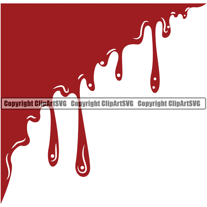 Blood Slice Red Color Design Element Drip Dripping Melt Melting Drop Dropping Scary Wet Liquid Splash Splashing Vector Clipart SVG