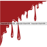 Blood Slice Red Color Design Element Drip Dripping Melt Melting Drop Dropping Scary Wet Liquid Splash Splashing Vector Clipart SVG