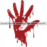 Handprint Blood Design Drip Dripping Melt Melting Drop Dropping Horror Scary Wet Liquid Splash Splashing Bloody Clipart SVG