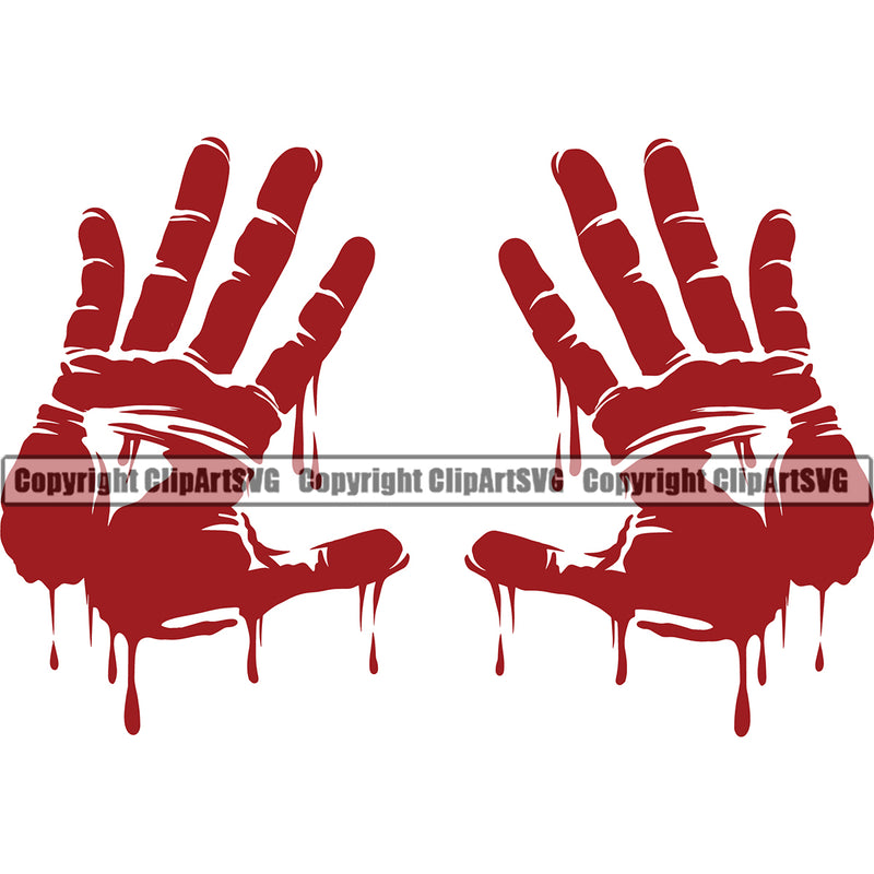 Blood Handprint Design Spill Spilling Drip Dripping Melt Melting Drop Dropping Liquid Splash Splashing Vector Clipart SVG