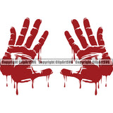 Blood Handprint Design Spill Spilling Drip Dripping Melt Melting Drop Dropping Liquid Splash Splashing Vector Clipart SVG