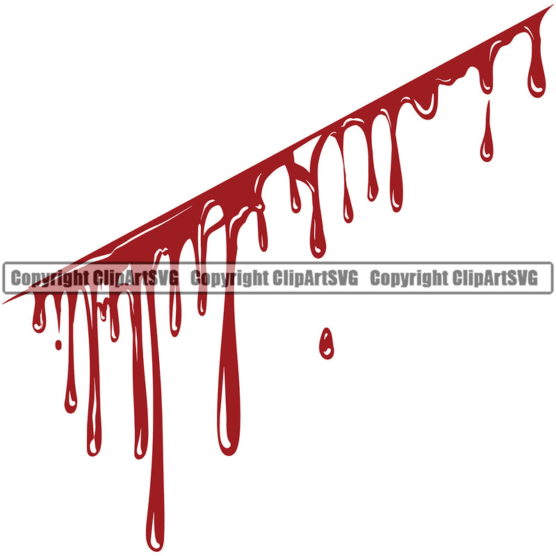 Blood Slice Design Drop Dropping Drip Dripping Bloody Horror Scary Wet Liquid Splash Splashing Spilling Vector Clipart SVG