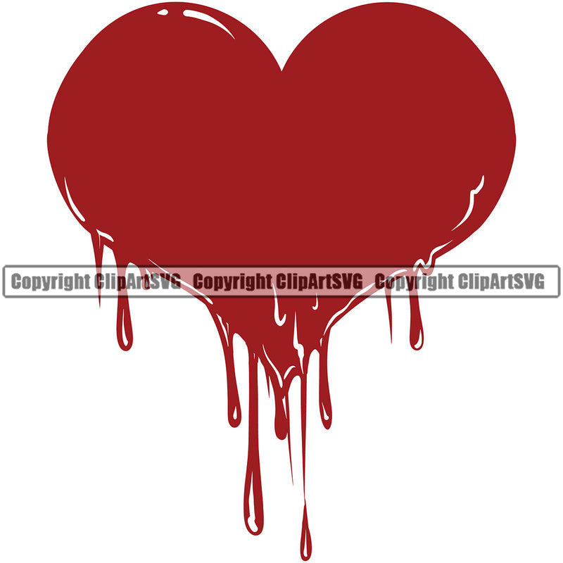 Blood Puddle Heart Design Drip Dripping Melt Melting Drop Dropping Splatter Spill Scary Wet Liquid Splash Splashing Vector Clipart SVG