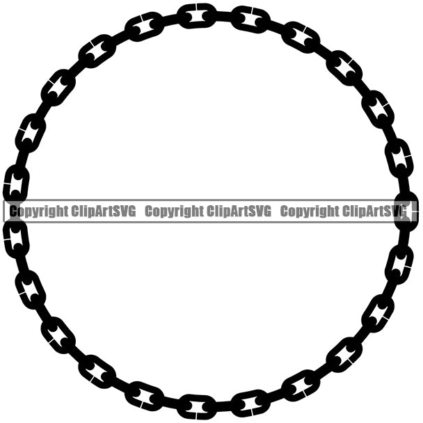 Metal Chain Round Circle Design Element Black Color Iron Connection Links Jewelry Connect Steel Safety Protection Security Strength Strong Textile Industry Concept Background Border Outline Sign Line Art Business Company Logo Clipart SVG