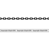 Metal Chain Straight Line Design Element Black Color Iron Connection Links Jewelry Connect Steel Safety Protection Security Strength Strong Textile Industry Concept Background Border Outline Sign Line Art Business Company Logo Clipart SVG