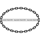 Metal Chain Link Oval Rectangle Design Element Black Color Iron Connection Links Jewelry Connect Steel Safety Protection Security Strength Strong Textile Industry Concept Background Border Outline Sign Line Art Business Company Logo Clipart SVG