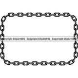 Metal Chain Link Oval Rectangle Design Element Black Color Iron Connection Links Jewelry Connect Steel Safety Protection Security Strength Strong Textile Industry Concept Background Border Outline Sign Line Art Business Company Logo Clipart SVG