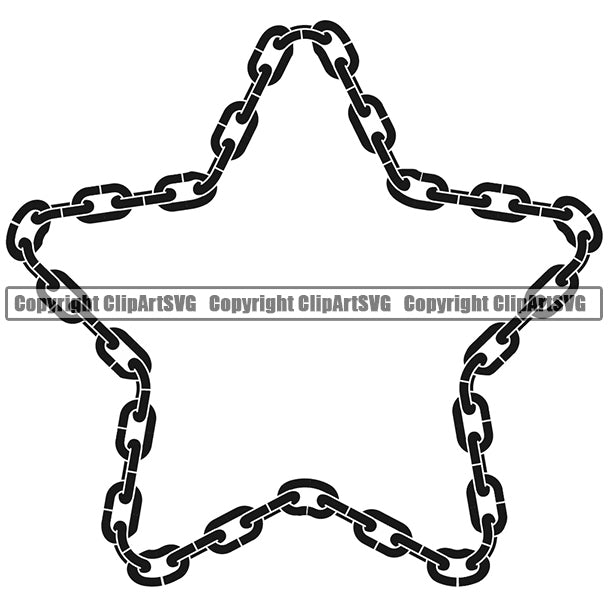 Metal Chain Link Star Triangle Design Element Black Color Iron Connection Links Jewelry Connect Steel Safety Protection Security Strength Strong Textile Industry Concept Background Border Outline Sign Line Art Business Company Logo Clipart SVG