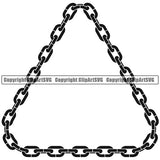 Metal Chain Link Triangle Design Element Black Color Iron Connection Protection Security Strength Strong Textile Industry Concept Background Border Outline Sign Line Art Business Company Links Jewelry Connect Steel Safety Logo Clipart SVG