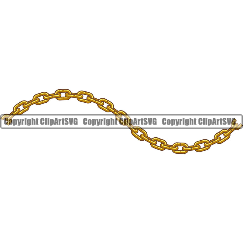 Metal Chain Link Wavy Line Design Element Gold Iron Connection Links Jewelry Connect Steel Safety Protection Security Strength Strong Textile Industry Concept Background Border Outline Sign Line Art Business Company Logo Clipart SVG