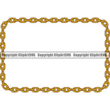 Metal Chain Link Rectangle Design Element Gold Iron Connection Links Jewelry Connect Steel Safety Protection Security Strength Strong Textile Industry Concept Background Border Outline Sign Line Art Business Company Logo Clipart SVG