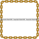 Metal Chain Link Square Design Element Gold Iron Connection Links Jewelry Connect Steel Safety Protection Security Strength Strong Textile Industry Concept Background Border Outline Sign Line Art Business Company Logo Clipart SVG