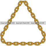 Metal Chain Triangle Design Element Gold Iron Connection Links Jewelry Connect Steel Safety Protection Security Strength Strong Textile Industry Concept Background Border Outline Sign Line Art Business Company Logo Clipart SVG