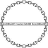 Metal Chain Link Round Circle Design Element Silver Color Iron Connection Links Jewelry Connect Steel Safety Protection Security Strength Strong Textile Industry Concept Background Border Outline Sign Line Art Business Company Logo Clipart SVG